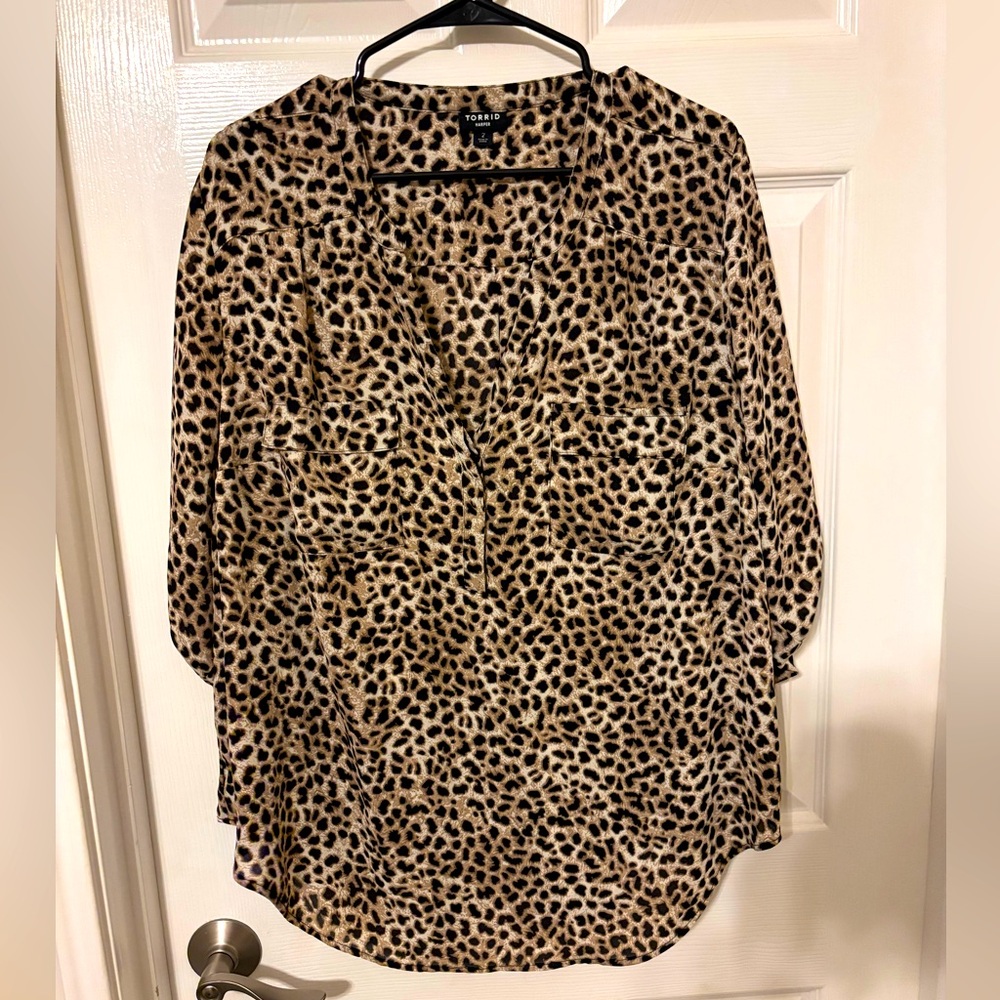 Torrid Cheetah Print Long Sleeve Blouse